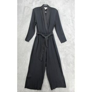 Vintage The Icing Jumpsuit Womens Size 8 Wide Leg Satin Trim Pockets Career Belt